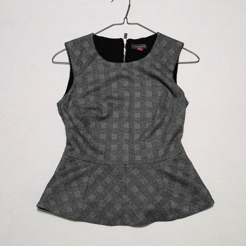 Vince Camuto Gray Plaid Blouse